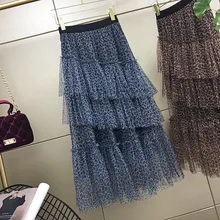 Новые осенние и зимние женские леопардовые сетчатые юбки, многослойные юбки#9058