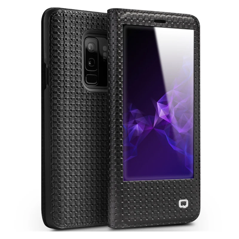 Чехол книжка из натуральной кожи с окошком для Samsung galaxyS9|Бамперы| |