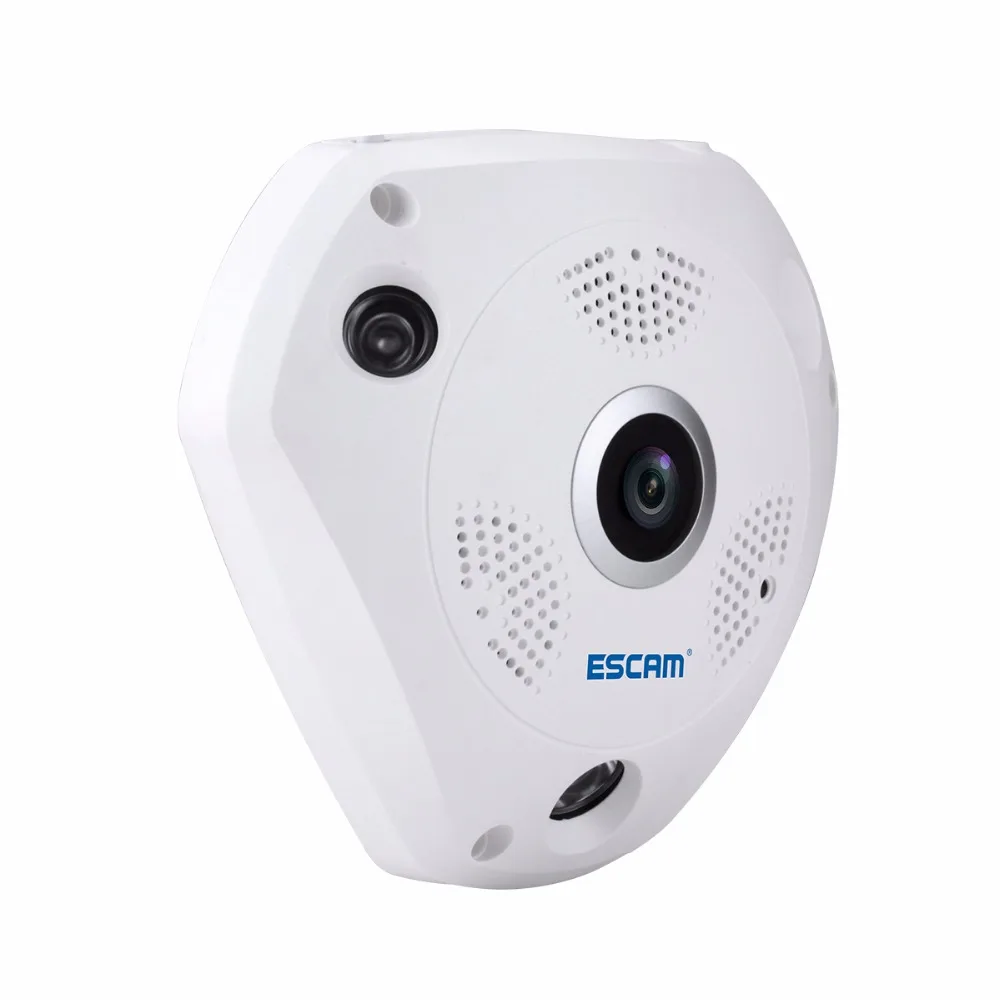 ESCAM камера рыбий глаз с поддержкой VR Box QP180 Shark 960P IP Wi Fi 360 МП градусов панорамная