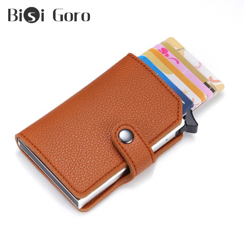 BISI GORO RFID Анти-Вор бумажник на кнопке минималистичный банковский держатель для