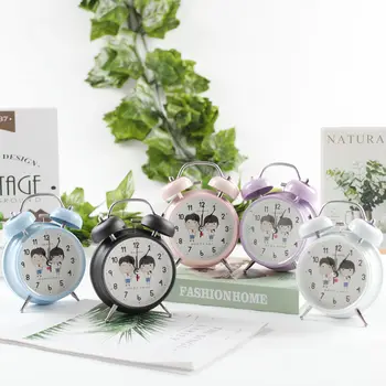 

Alarm Clock Mute Bedside Simple Creative Student Cartoon Alarm Clock Multifunctional Metal Children's Luminous Small Alarm Clock