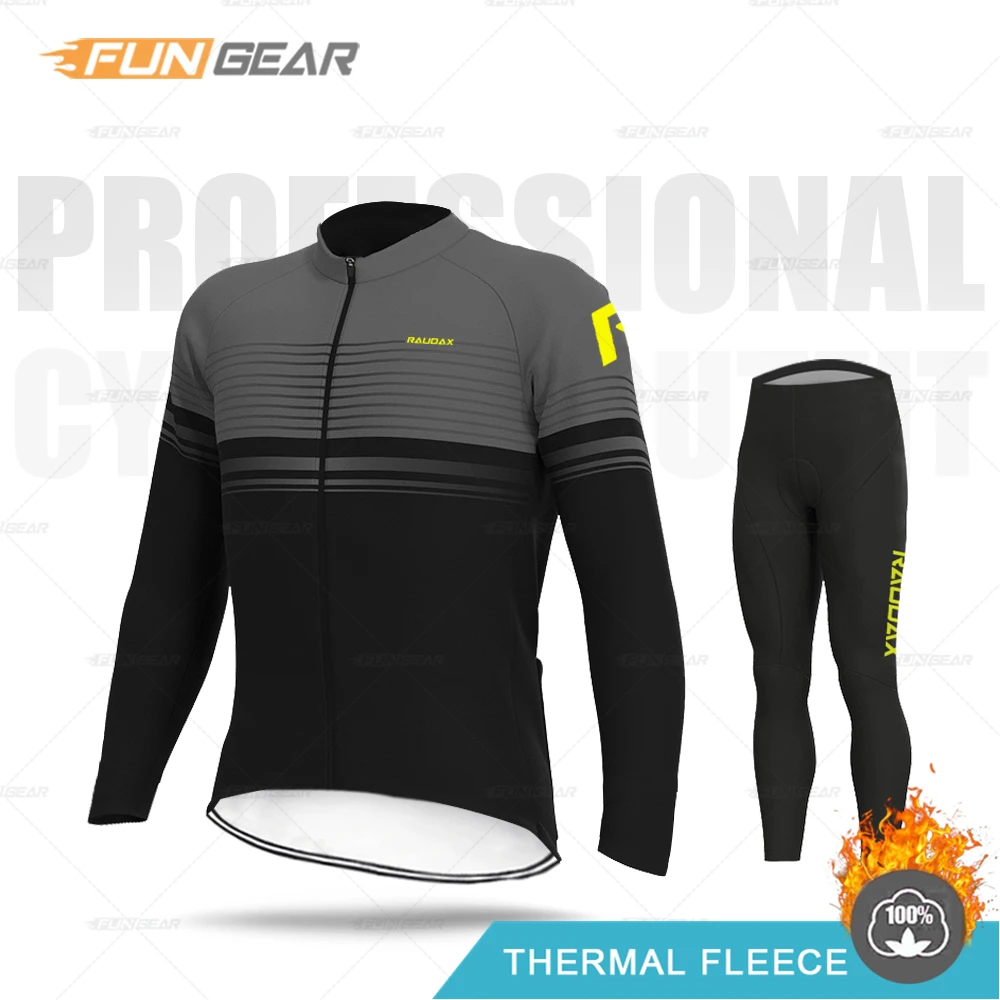 Cycling Clothing Men Winter Road Bike Thermal Fleece Long Sleeve Jersey Suit MTB Warm Unifrom Cycle Wear Ropa Ciclismo Pants Set - Цвет: NORMAL SET
