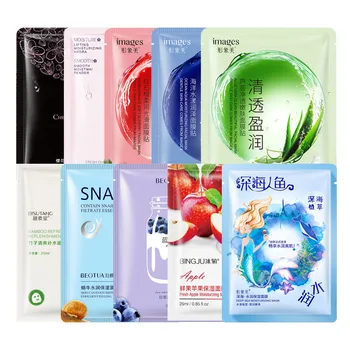 

10PCS Moisturizing Face Mask Silk Snail Essence Facial Mask Remove Blackheads Hydrating Face Mask Oil-control Mask Skin Care