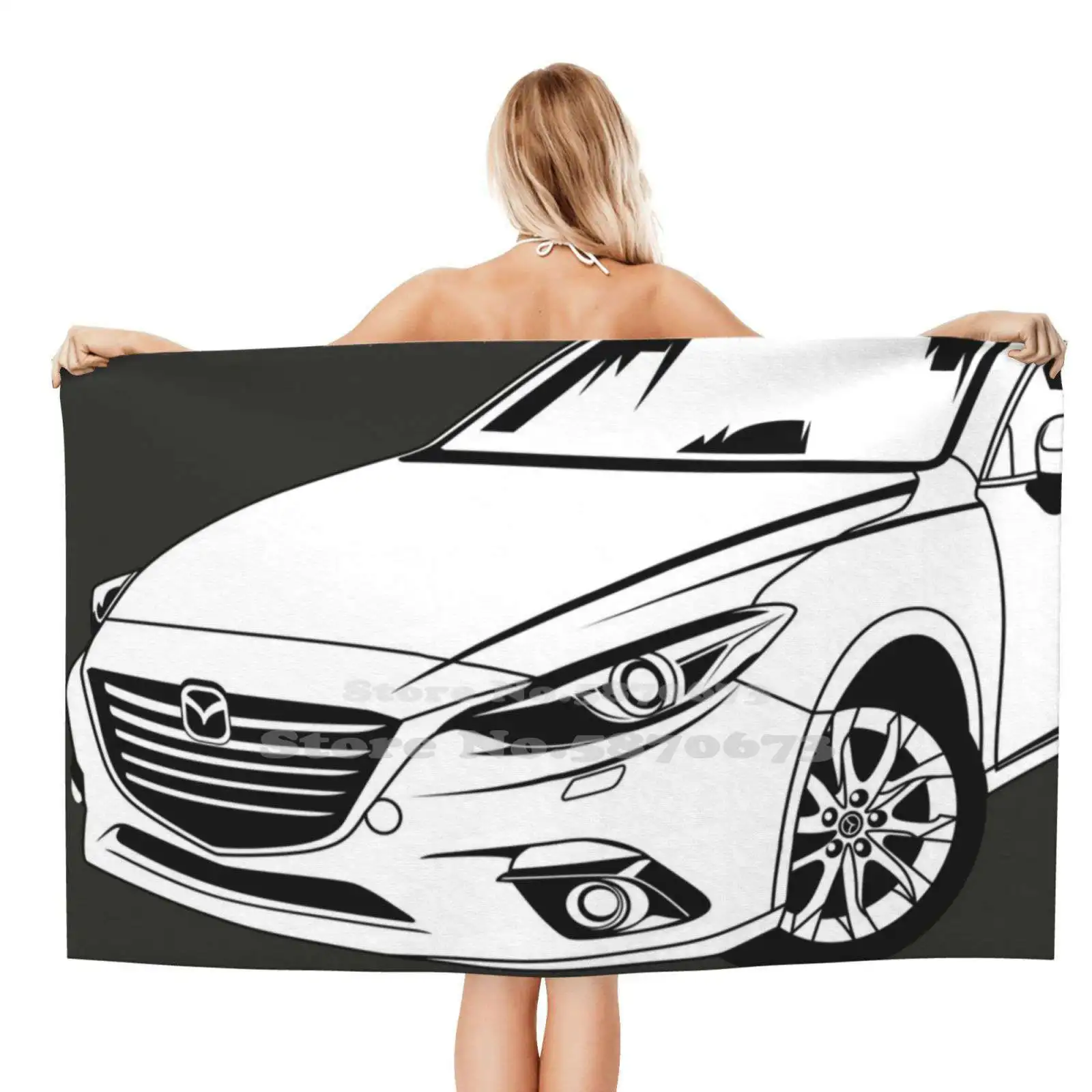 Mazda 3 Gen 3 Asciugamano Da Spiaggia Ad Asciugatura Rapida Asciugamani Da Bagno In Microfibra Mazda 3 3 Mazda Mazdaspeed Mps Line Art Gen 1 Zoom Hot 