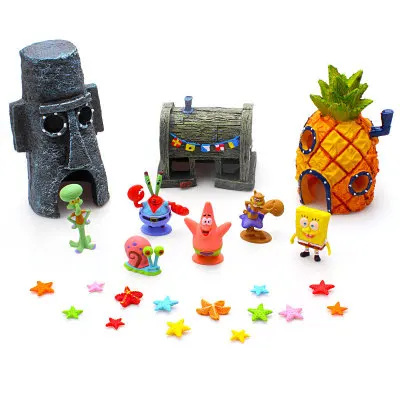 Aquarium SpongeBob Decoration Starfish Figurines Squidward
