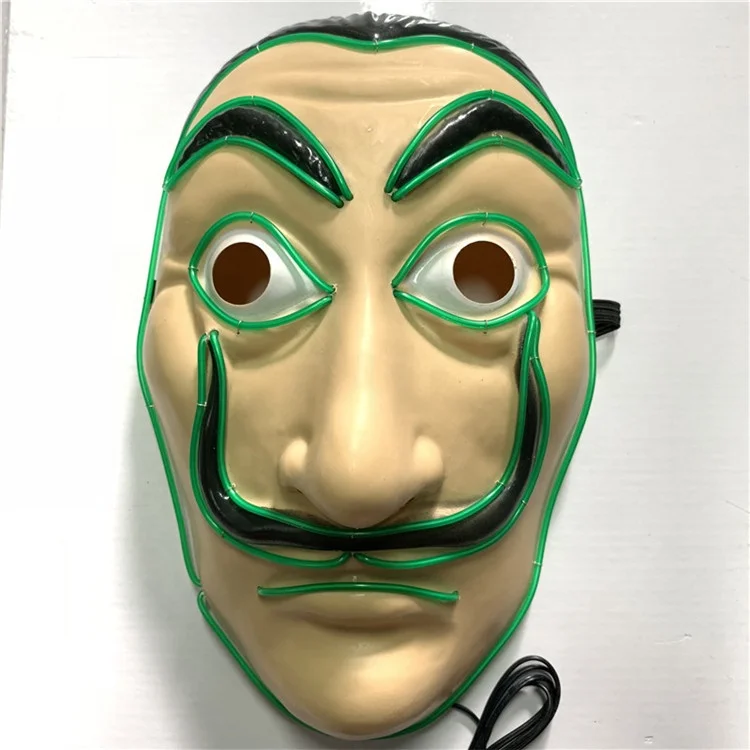 Светодиодный La Casa De Papel Mask Сальвадор Дали пластмассовая маска для лица забавные