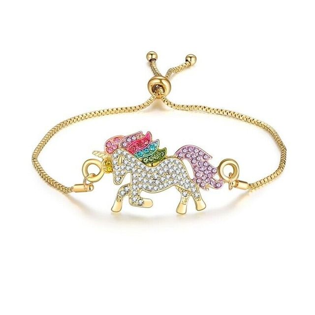 Crystal Unicorn Rings Necklace Bracelet Earrings Jewelry Set Cute Cartoon Rainbow Horse Accessories For Women Jewelry