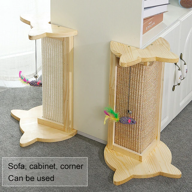 Rfwcak Wall Corner Cat Scratcher Board Pet Claws Care Protecting Furniture Solid Wood Column