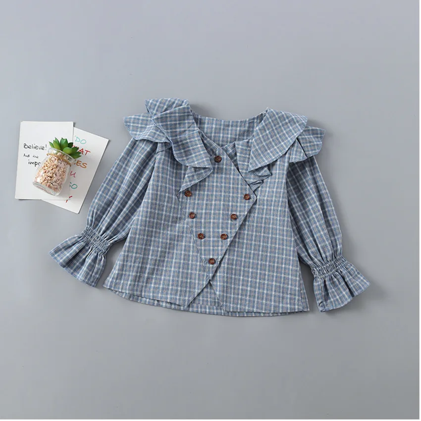 Новая весенне-осенняя модная клетчатая рубашка+ кожаная юбка детская одежда для девочек высококачественные комплекты одежды для девочек