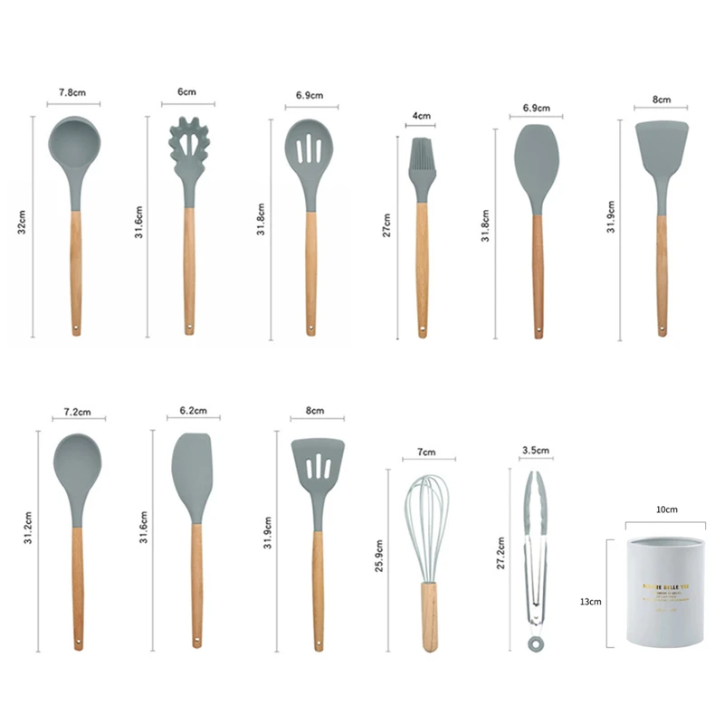 9 11/12/13 лет силиконовый Пособия по кулинарии посуда деревянный Кухня комплект Пособия по кулинарии Посуда Наборы инструментов аксессуары для ванной комнаты с нержавеющей стальной ящик для хранения