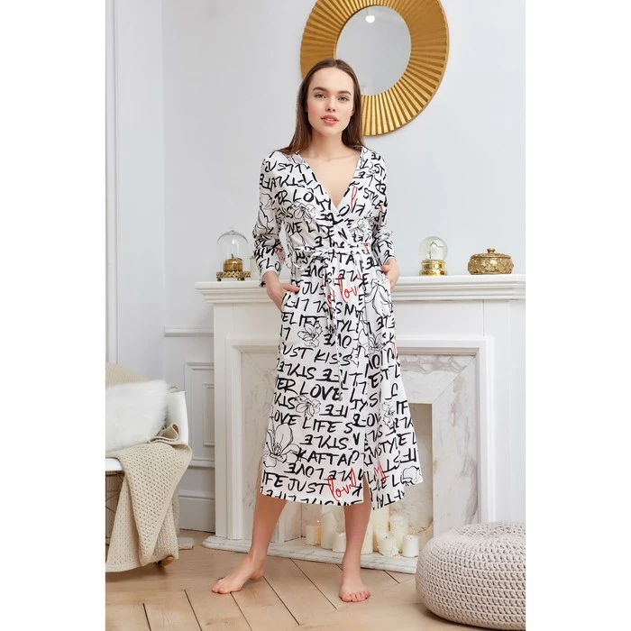 Халат женский KAFTAN белый/чёрный р 44 46 4656904|Халаты| |