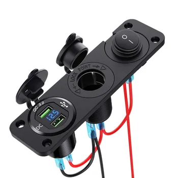 

NEW-Dual Qc3.0 Cigarette Lighter Socket Distributor, 250W Waterproof 12V Dual Usb Charger Power Adapter Socket, With Aluminum Du