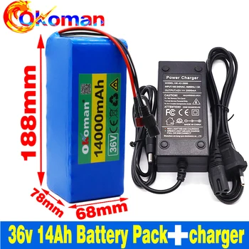 

36V 10s4p 14Ah 500W high power capacity 42V 18650 lithium battery pack 14000mAh electric bicycle bicycle scooter BMS +charger
