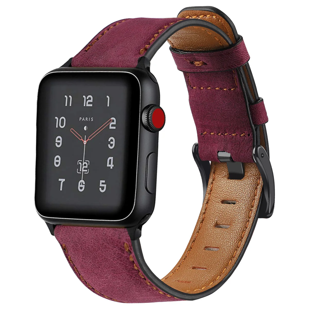 Кожаный ремешок для Apple Watch 42 мм 44 мм 38 мм 40 мм старинный браслет из натуральной кожи для Iwatch серии 5 4 3 2 1 - Цвет ремешка: Rose Red