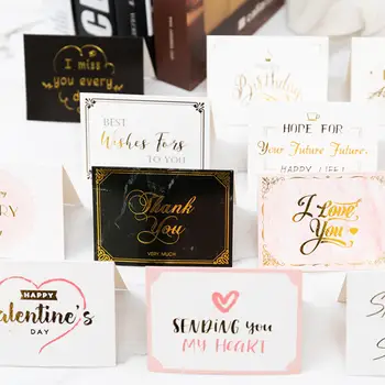 

10Pcs Creative Paper Greeting Thank You Cards Valentine's Day Blessing Card Birthday Party Decor Wedding Invitations Postcards