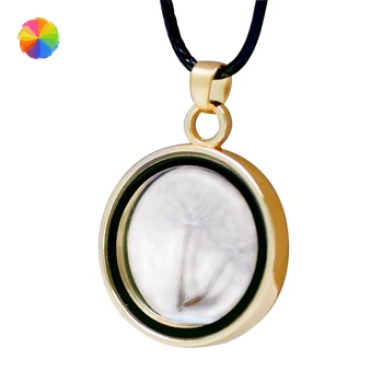 

Dandelions Seed Floating Flower Glass Locket Pendant Necklace Jewelry for Women