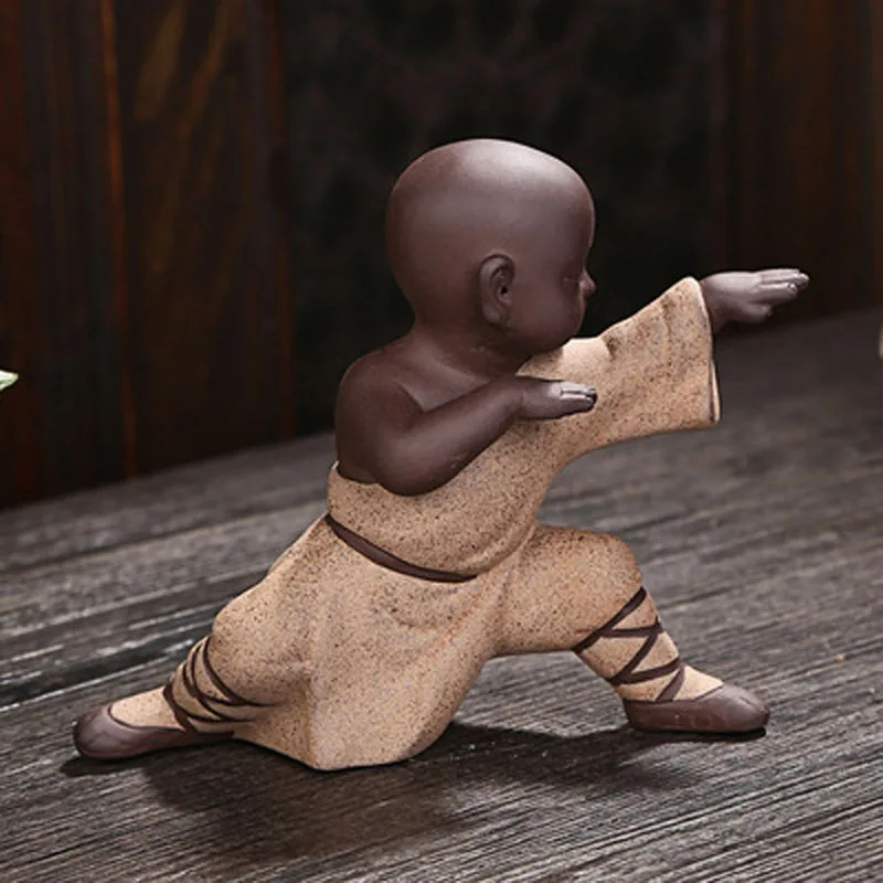 Creative Tea Pet Decoration Piece, Kung Fu Little Monk Boutique, Large Color Sand Pottery, Purple Kung Fu