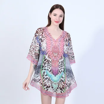 

Cape sun-proof and snow-spun printed silk Bohemian national wind beach sun-proof cape