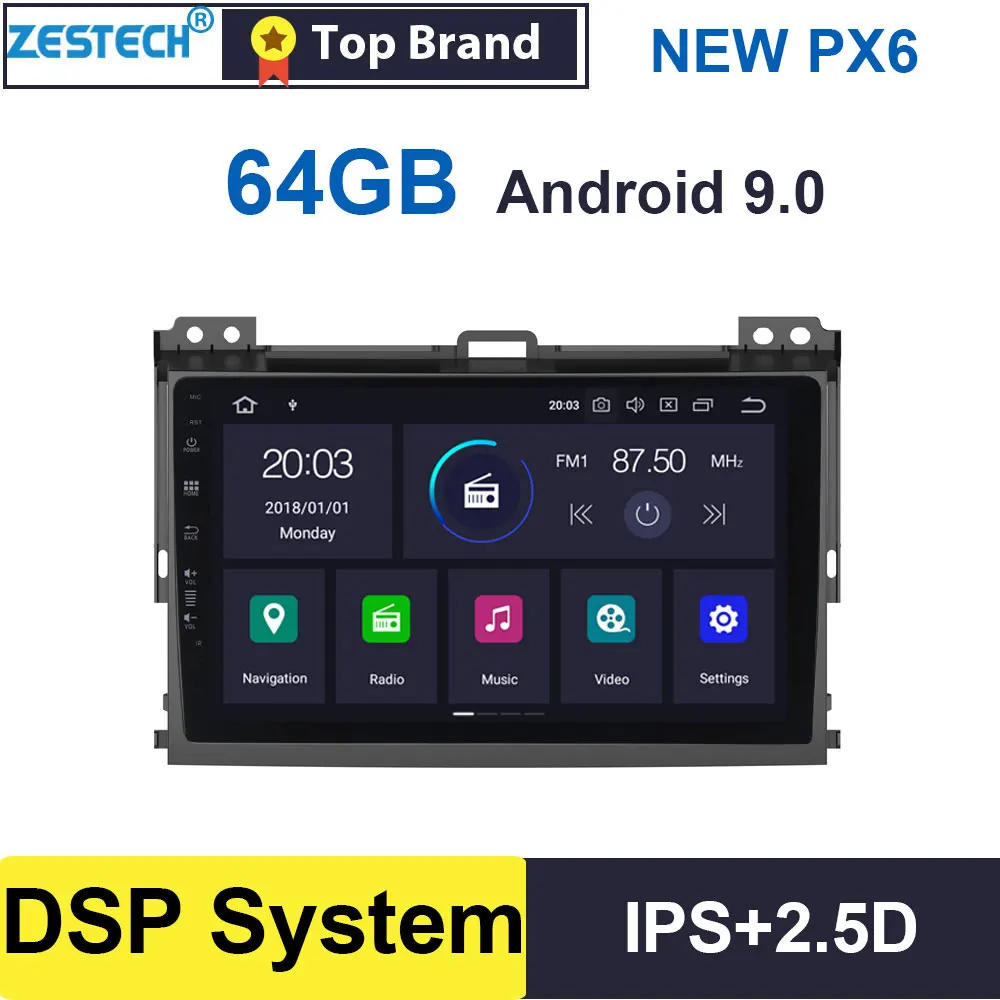 Android 9,0 2.5D ips " gps Радио автомобильный dvd-плеер для Toyota Prado 2002-2009 головное устройство автомобиля gps DVD мультимедиа SWC 4 Гб+ 64 ГБ