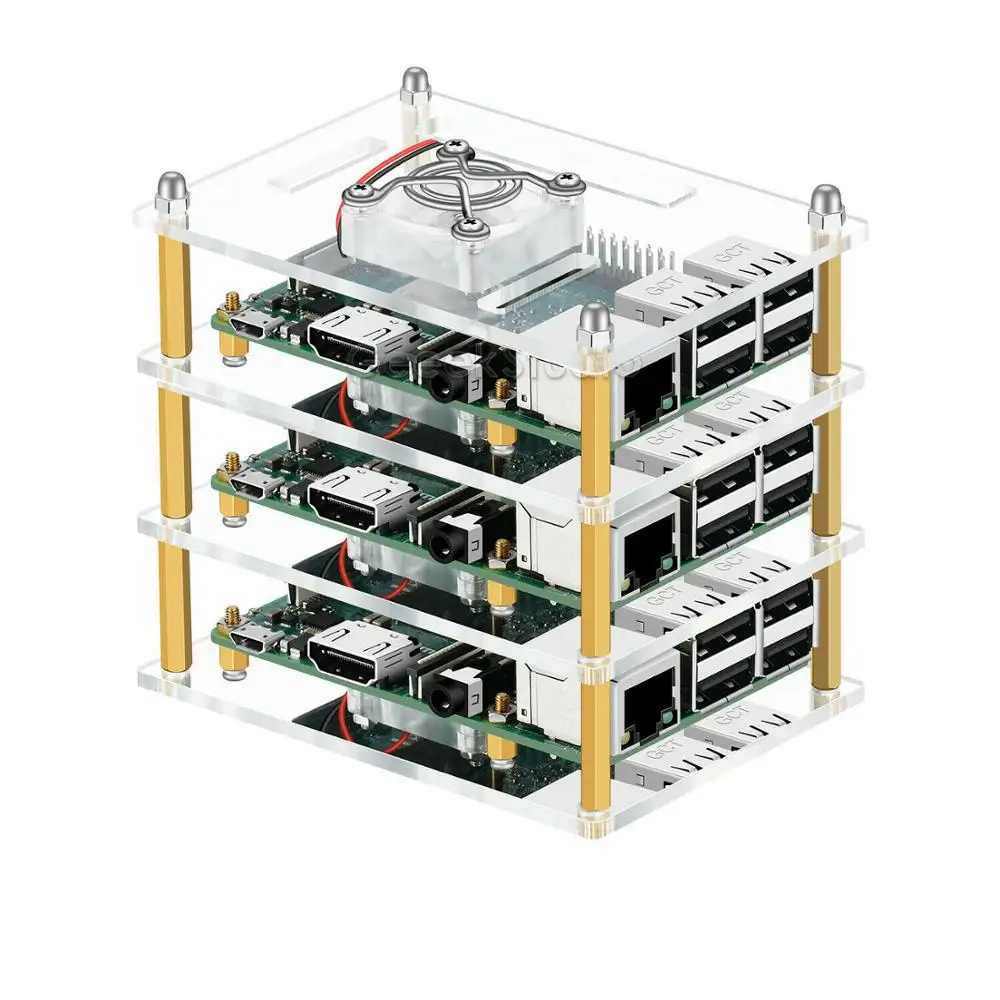 Радиаторы для Raspberry Pi 4B/3/2B/B+ дизайн для Raspberry Pi акриловый чехол с охлаждающим вентилятором
