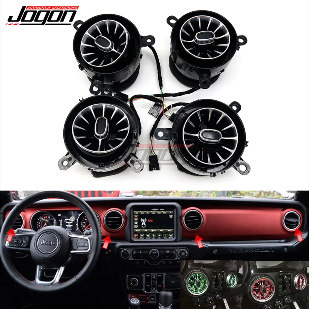 Led 64color Ambient Light For Jeep Wrangler Jk Wrangler Jl 2007-2020 Car  Interior Air Vent Outlet Turbo Replace Trim - Chromium Styling - AliExpress