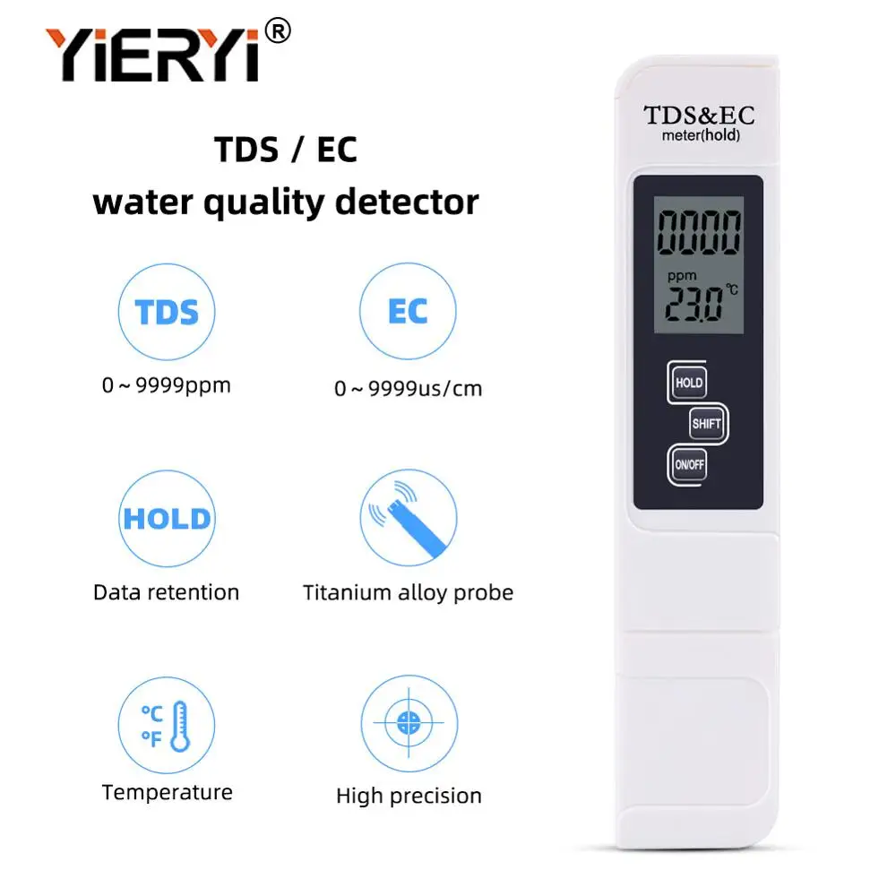 

10PCS/LOT TDS Tester, EC meter, conductivity meter, water measurement tool,Function 3 in 1, 0-5000ppm,High Quality Free Shipping