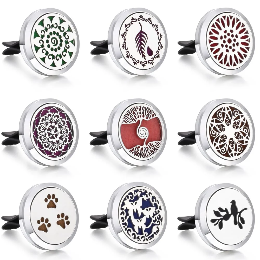 

2019 New Tree of Life Paw Car Perfume Diffuser Stainless Steel 30mm Lockets Perfume Essential Oil Diffuser Car Air Freshener