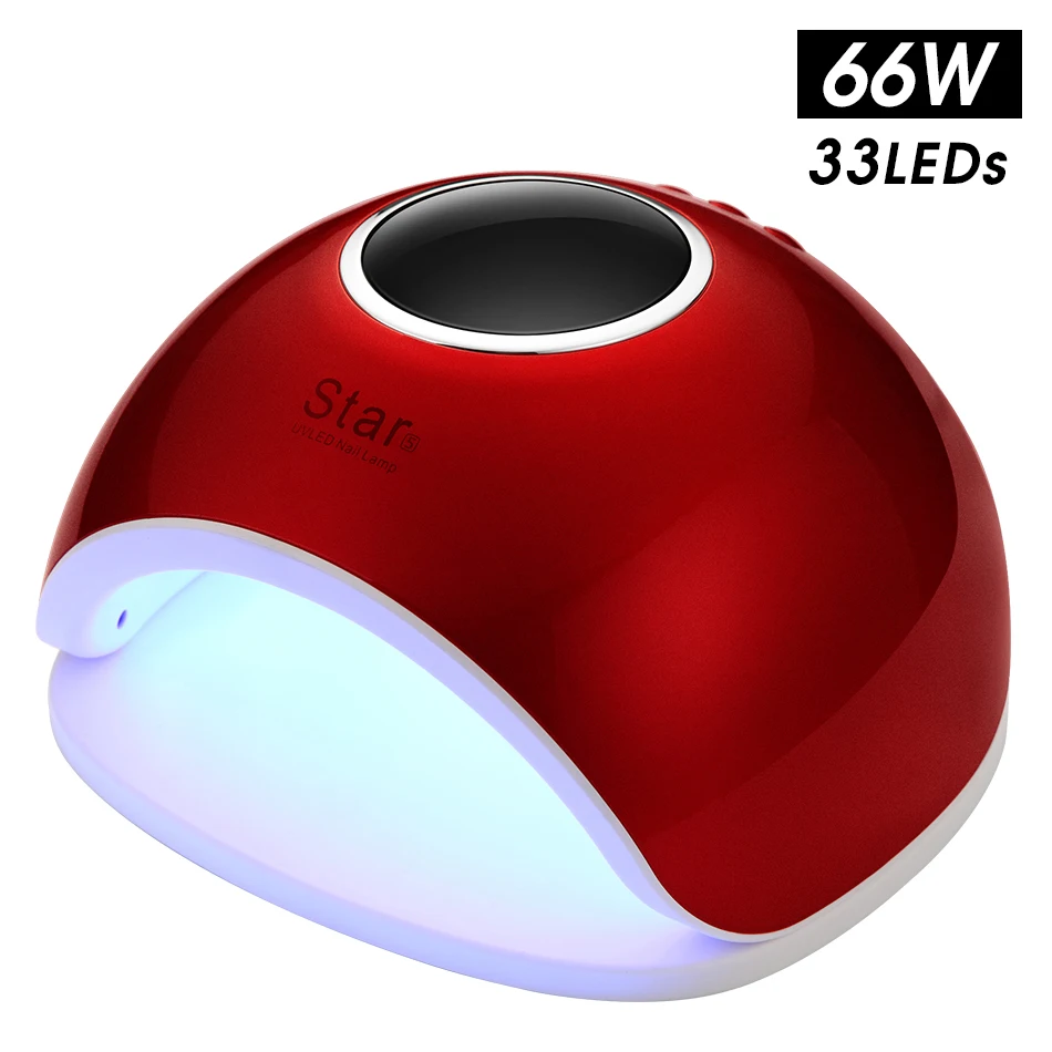 УФ-лампа для ногтей OMlove с 33 светодиодами, УФ-сушилка для художественного геля, лампа для сушки ногтей с автоматическим датчиком, лампа для полировки ногтей для самостоятельного маникюра - Цвет: Star 5 Red 66W