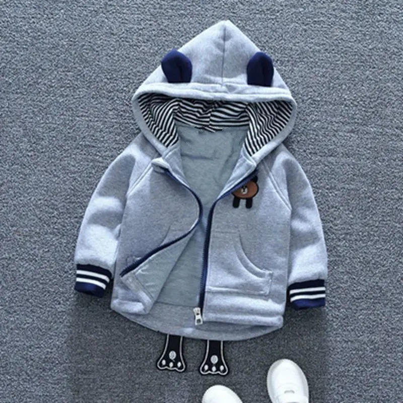 Осенне-зимние пальто для мальчиков новые детские повседневные хлопковые вельветовые куртки с капюшоном для мальчиков, теплая плотная верхняя одежда 2-6Y
