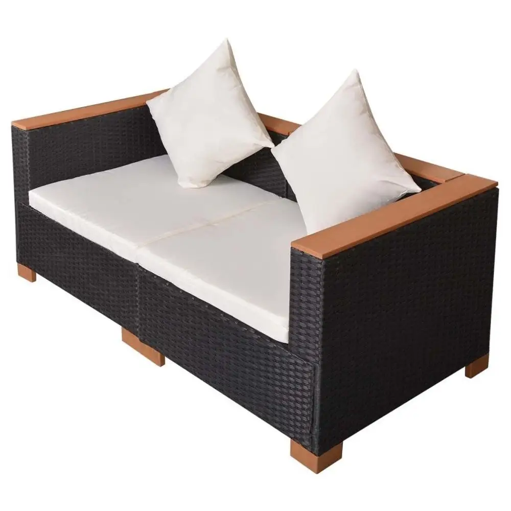【AU Warehouse】Furniture Jardim Sofá Do Rattan Poli PretoConjuntos para