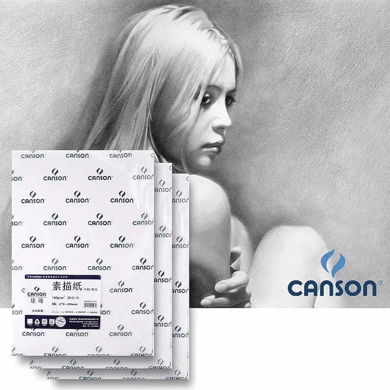 

Original Canon 8K Sketching Paper 20 Sheets Thicken Fine/Medium Double Texture Color Lead Drawing Painting Paper Art Supples
