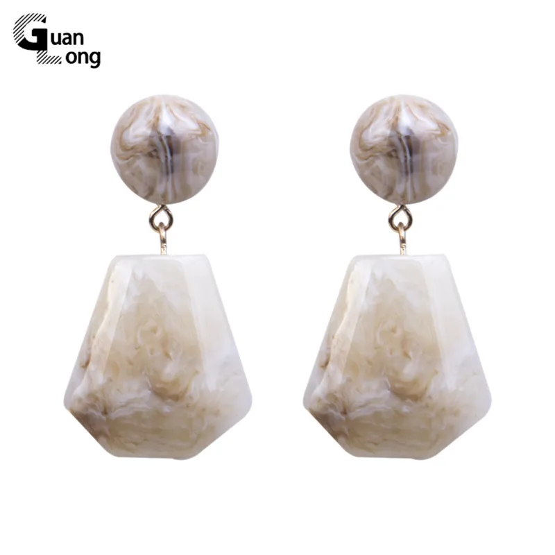 

GuanLong Fashion Big Long Drop Earrings for Women Geometric Red Resin Acrylic Vintage Dangle Earring Gift Wholesale Ear Jewelry