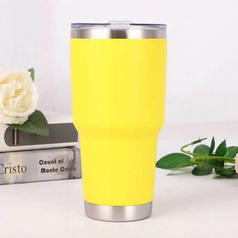 ZOOOBE 30 унций/900 мл нержавеющая сталь 304 стакан с двойными стенками Вакуумный Термоизолированный дорожный кофе кружка порошок покрытие стакан - Цвет: Цвет: желтый
