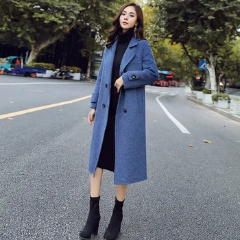 

Winter Autumn Coat Women Wool Jacket Long Oversized Coats Plus Size Large Black Blend Woolen Warm Outerwear 2019 Clothing