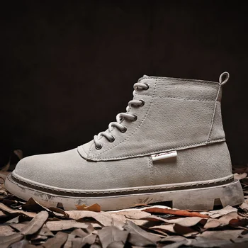 

New Autumn/Winter Boots For Men Khaki Black Leather Boots Men Comfortable Working Boots For Mens Designer Cowboy Boots Mens