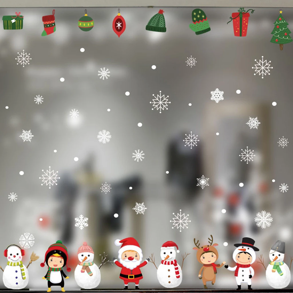 Christmas Snowman Snowflake Window Art Wall Sticker Decals Decoration DIY 