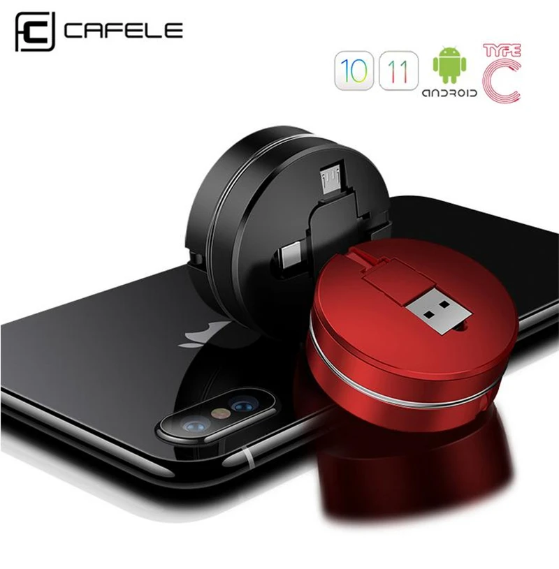 Cafele 3 в 1 USB кабель type C Micro 12 Выдвижной зарядный для samsung Xiaomi Дата-кабель