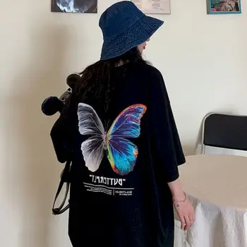 

NiceMix Hip Hop Oversize T Shirt Men 2020 Streetwear Harajuku Color Butterfly Tshirt Short Sleeve Cotton Loose HipHop T-Shirt Pl