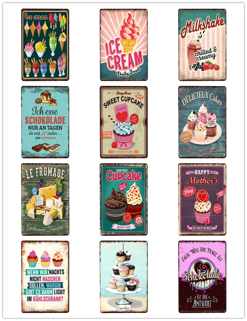 Milkshakes оловянный знак металлический знак винтажное украшение бара мороженое домашний декор настенная наклейка картина для паба плакат подарок