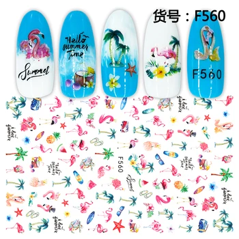 

3D Nail Sticker Slider Nails Art Tattoo Decals Foil Flamingo coconut tree Design Decoration Adhesive Manicure Pegatina Wraps