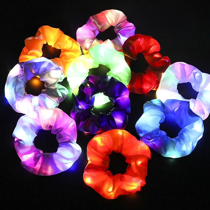 

Glow Wreath DJ Bar Light Scrunchies Flash Bracelet Headbands for Girls Ponytail holder Party LED Light Hair Rings Rubber Band