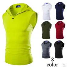 Летний Стиль, крутой цвет, Мужская эластичная майка с капюшоном, много цветов, Приталенный жилет B10