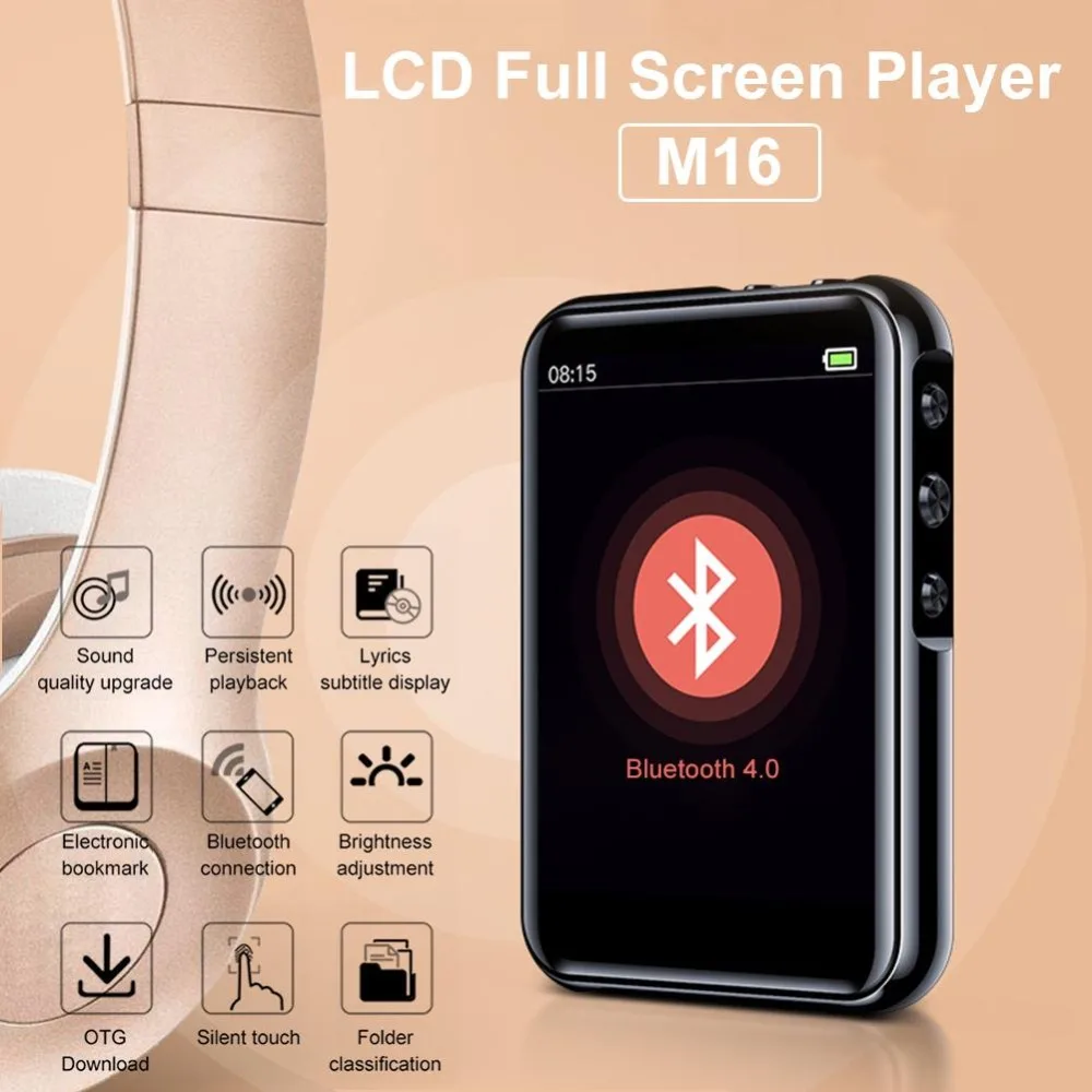 Мини диктофон MP4 плеер 2,4 дюймов lcd полный экран Bluetooth музыкальный плеер стерео портативный тонкий MP3 MP4 плеер
