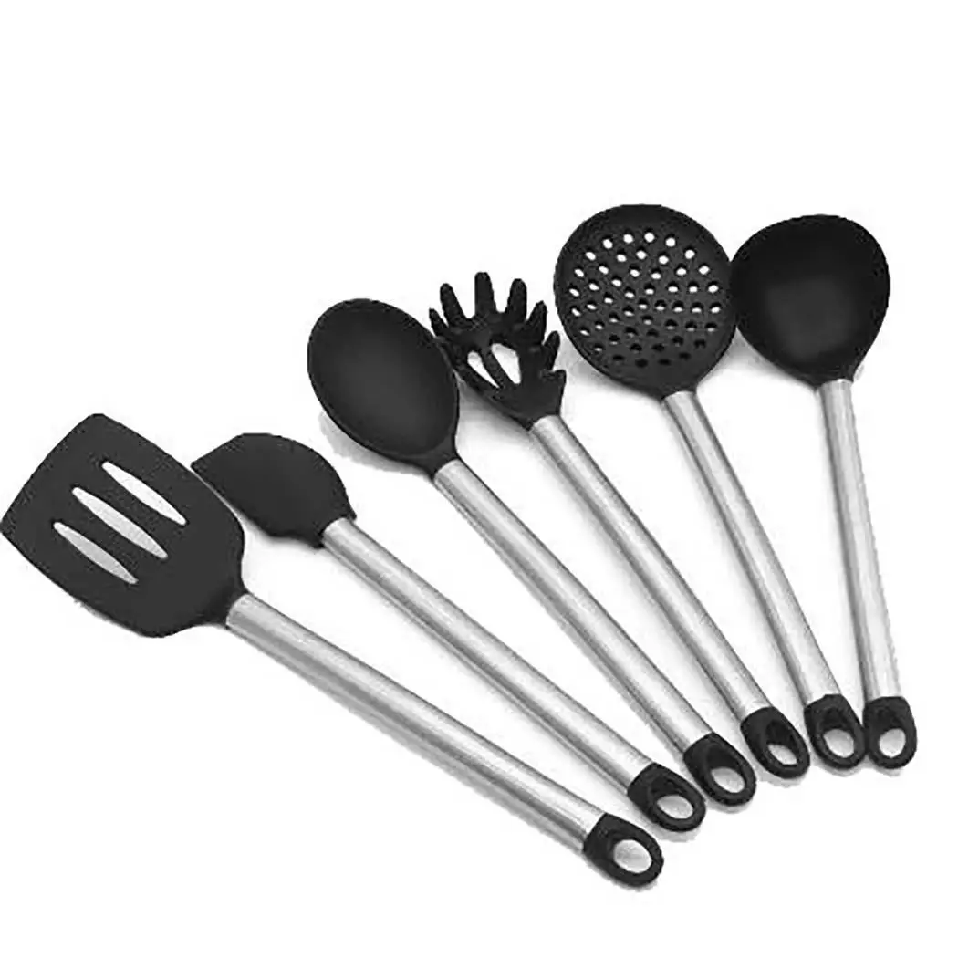 black 6pcs 4 Стиль 2 Размеры Силиконовое приспособление для кухни набор принадлежностей для готовки жаростойкая посуда Кухня инструменты - Цвет: black 6pcs