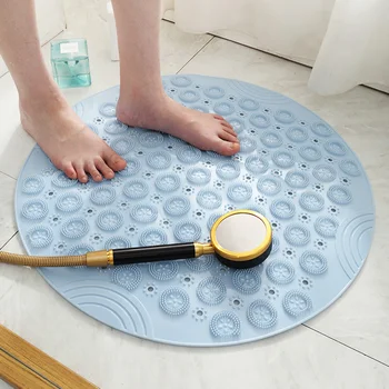 

PVC Round Shape Bathroom Mats Household Shower Room Anti-slip Suction Mats Bathroom Massage Mats
