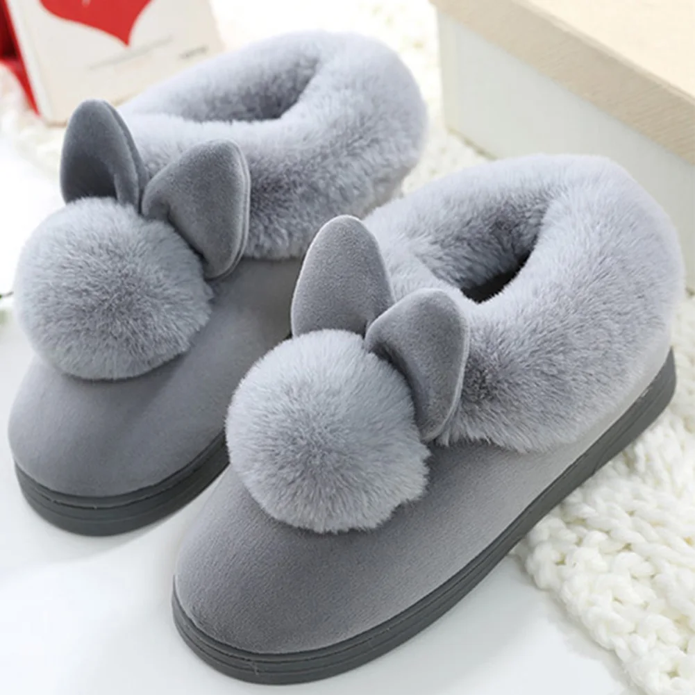 

1pair Winter Home Full Wrap Non Slip Breathable Cartoon Fluffy Cute Wear Resistant Soft Women Slipper