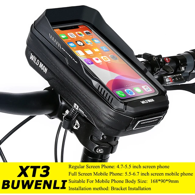 WILD MAN Rainproof Bicycle Bag Hard Shell Bike Front Bag Touch Screen Cycling Bag 6.7 Inch Phone Case Bag Bicycle Accessories XT3