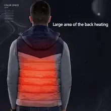 USB умный нагревательный мужской хлопковый жилет с цветным сочетанием с капюшоном мужской Электрический Повседневный жилет Зимняя теплая одежда куртка без рукавов