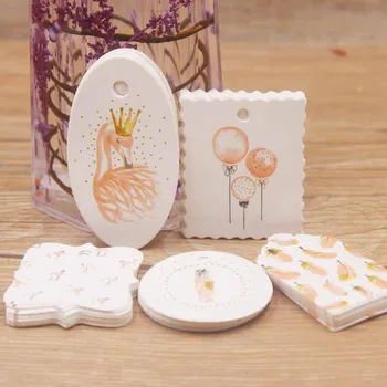 

2019 New diy parking tag 5x3cm /4x4cm/6.4x3.5cm/4.7x4cm/3.9x3.9cm 50 tag scallop shape white color for wedding candy gift tags