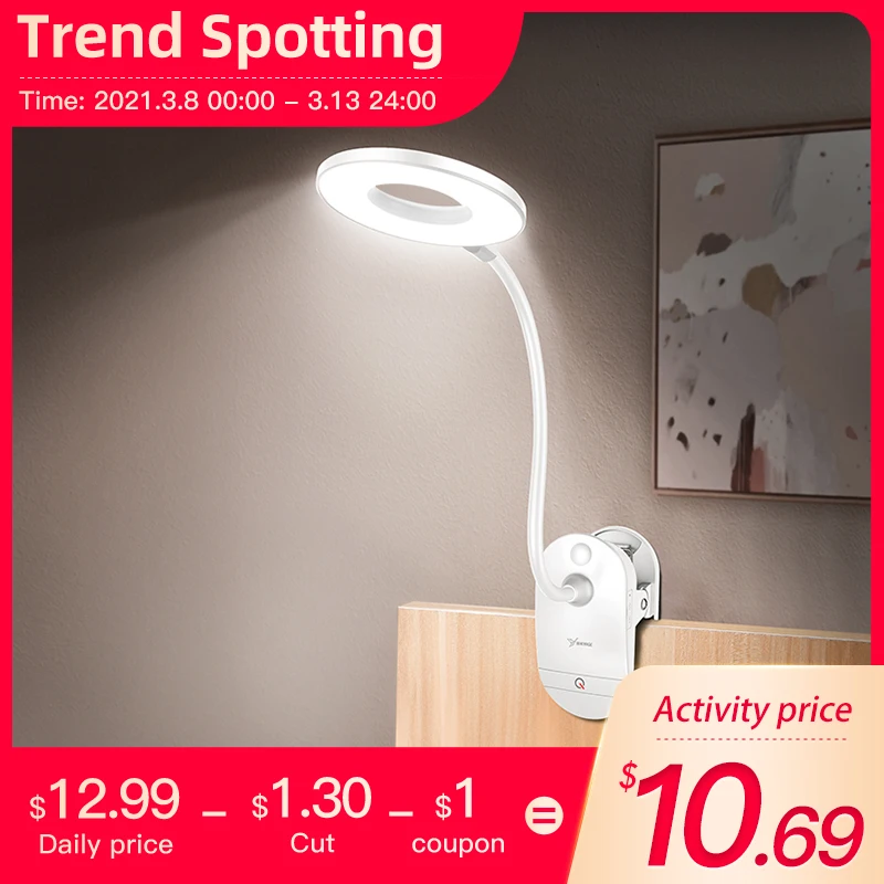 Flexo Table Lamp Led Desk Lamp Touch Clip Study Lamps Magnifier Gooseneck Desktop usb Table Light Rechargeable 18650  Battery
